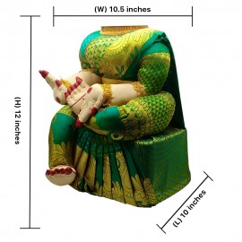 Ammavari Idol (Green Colour with Kaddi Border) (12 Inchs)
